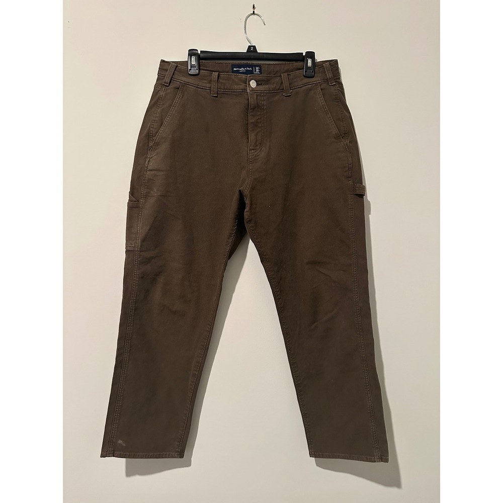 Abercrombie & Fitch Mens Carpenter Pants Brown Stretch Canvas Utility 32x30